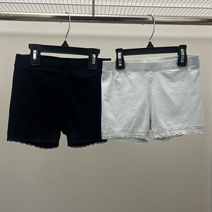 2 Pairs Cotton Lace-Trim Stretch Shorts; Tucker + Tate (white and black)